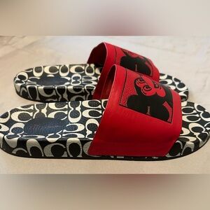 Never worn- Coach x Disney- Mickey Mouse Keith Haring Slides- size 10